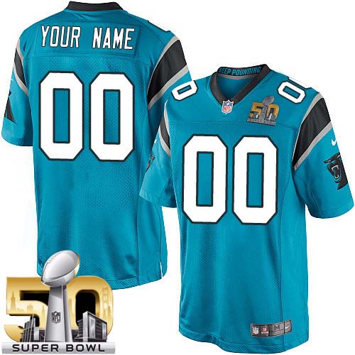 Youth Elite Super Bowl L Nike Jersey Blue Alternate - Customized NFL Carolina Panthers